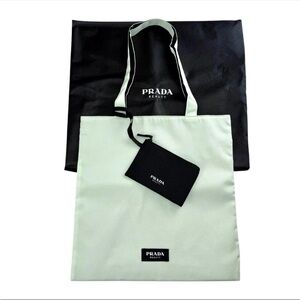 🌻 NEW Prada Beauty Black and Mint Reversible Tote Bag w/zip Pouch